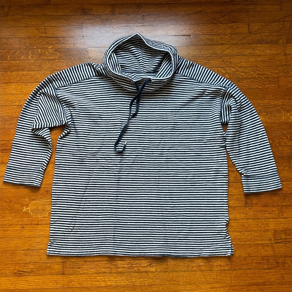 Chaps Navy & White Stripe Cowl Neck Sweatshirt  L